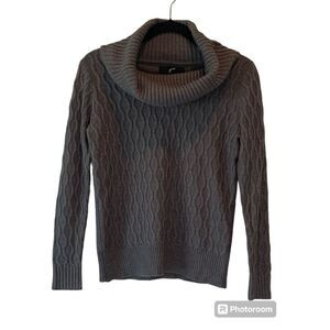 GNW Size Small Grey Cowl Neck Cable Knit Pull Over Sweater